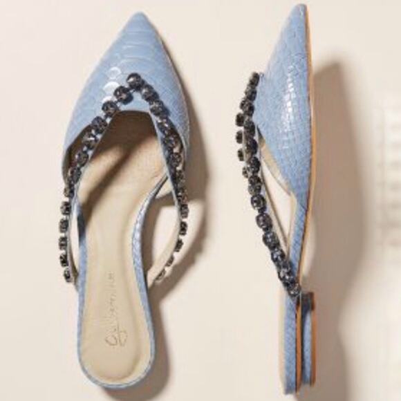 Guilhermina Light Blue Embellished Slides Sz 9M - Picture 1 of 16